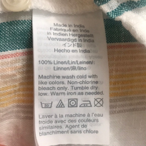 Madewell Pineapple Stripped Linen Tie Front Top - Picture 4 of 6